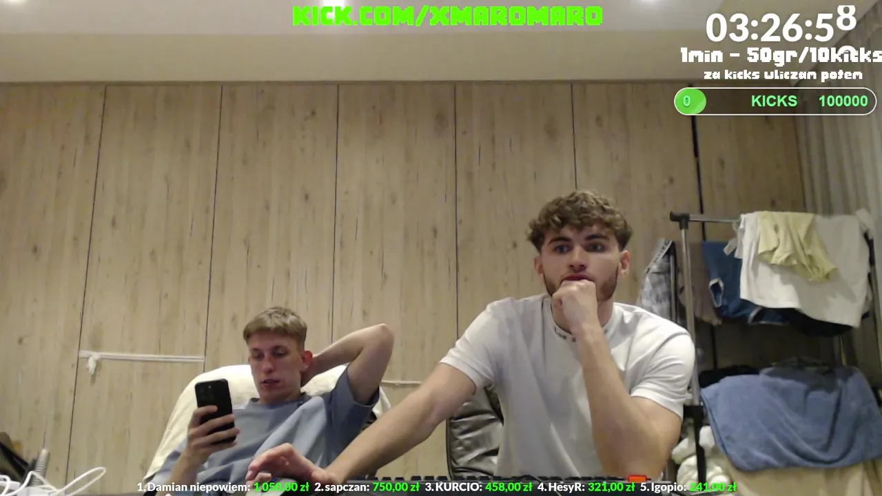 Streamer Xmaromaro podczas transmisji kasynowej na Kick